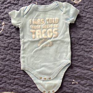 Blue Baby Onesie with Fun Taco Print